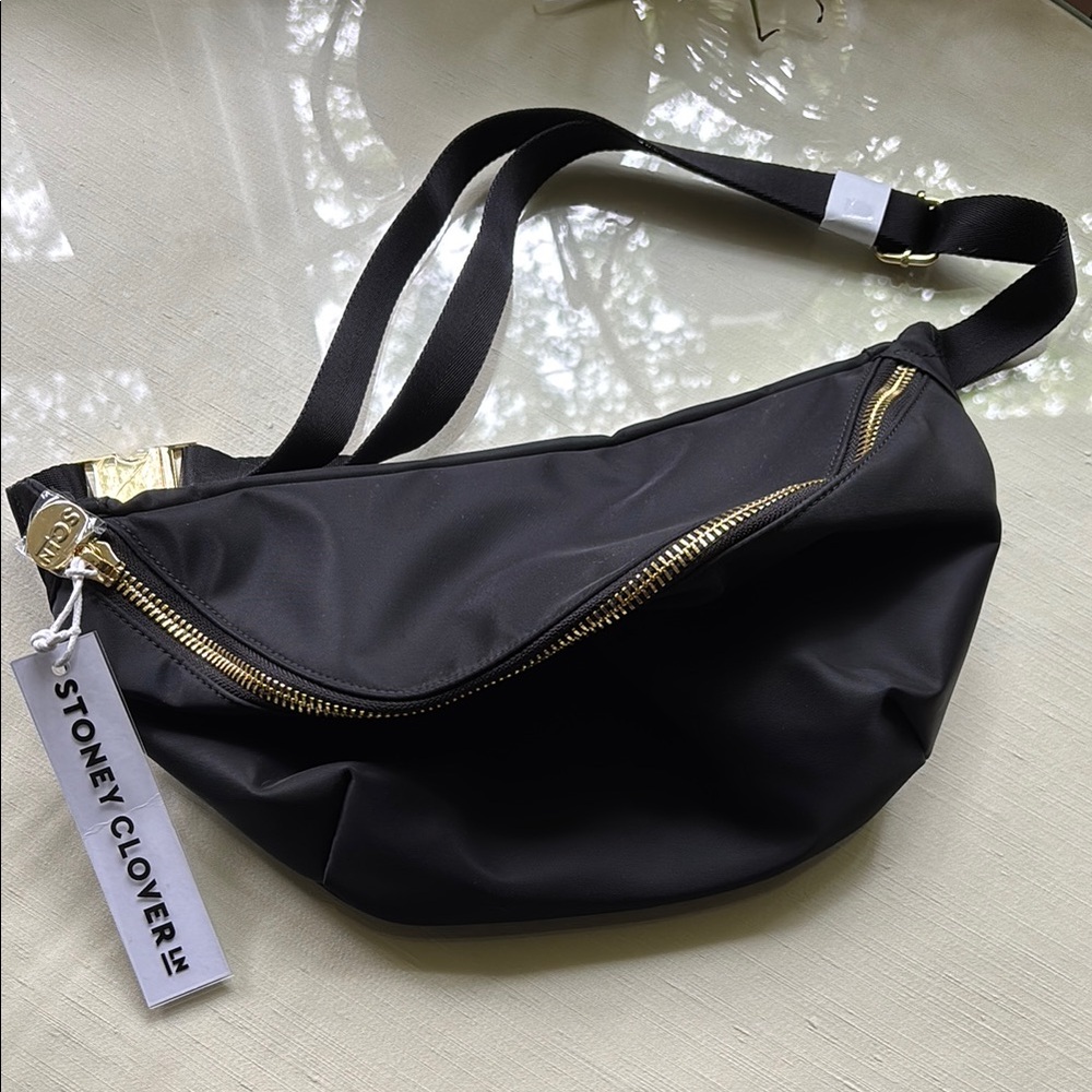 NWT Stoney Clover Lane Black with gold hardware Belt Bag